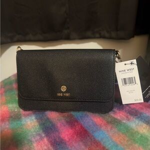 Nine West Black Clutch with Gold Accents